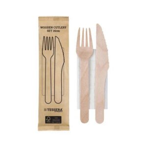 Holz Besteckset inkl. Serviette