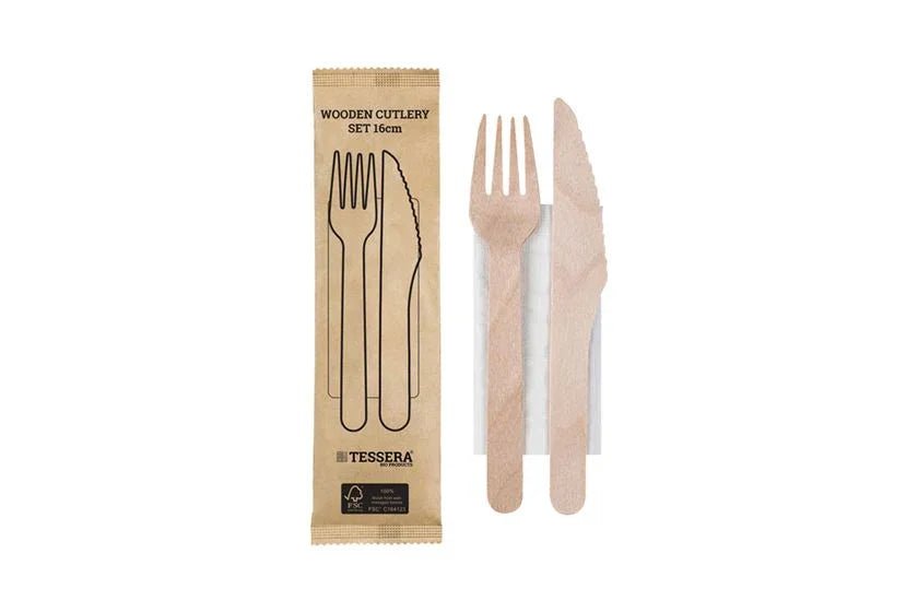 Holz Besteckset inkl. Serviette